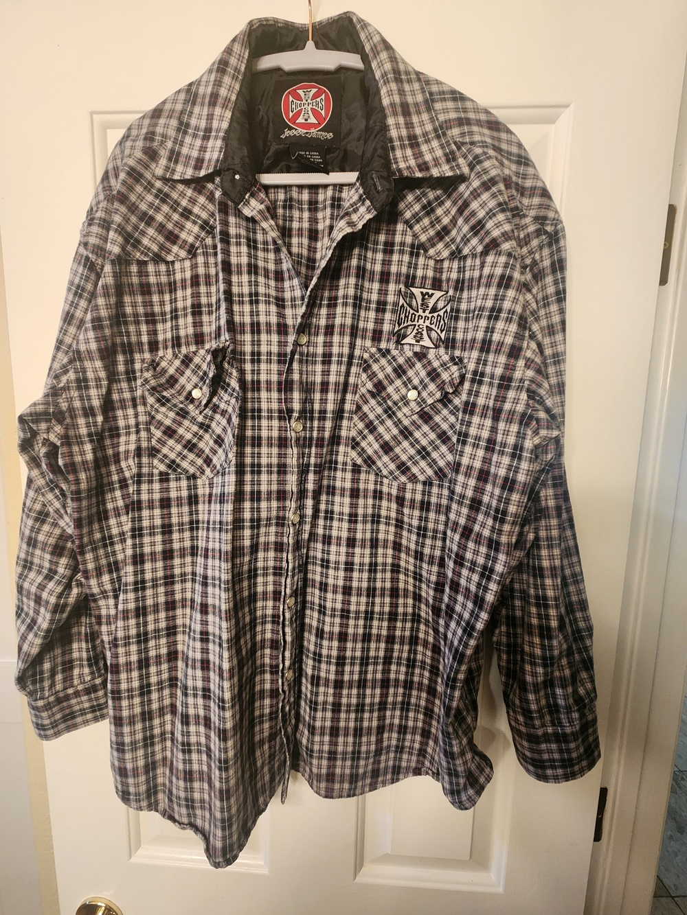 Mens West Coast Choppers XL Shirt Snap Buttons Authentic Jesse James